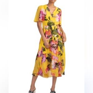 Trina Turk Yellow Floral Midi Dress 🌼🌸